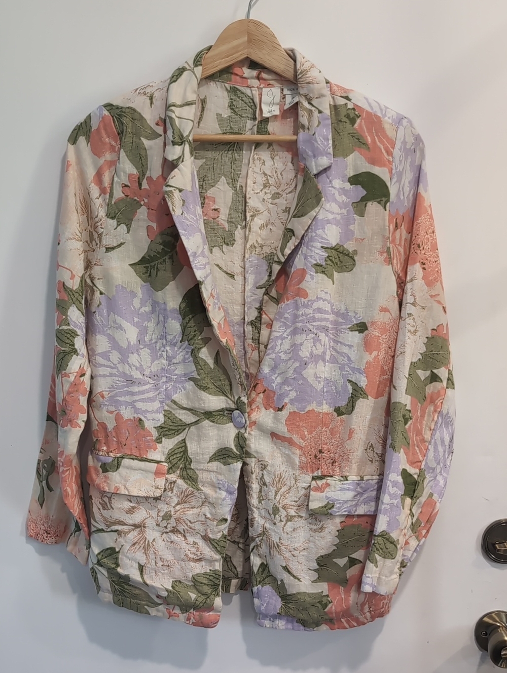 Joie Kishina Pink Purple Floral 100% Linen Blazer Size Small Lightweight